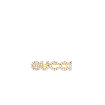 GUCCI letter crystal hair clip white /  gold tone