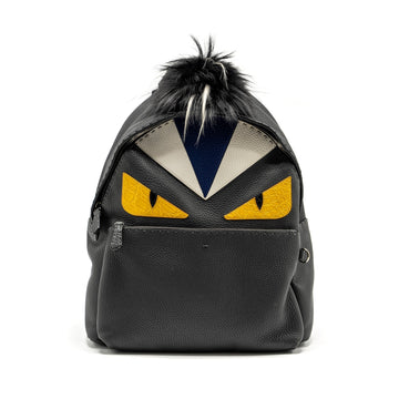 FENDI Large Backpack Calfskin/ Fur/ Crocodile Multicolor SHW