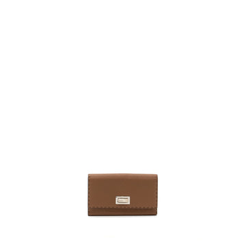 Fendi Peekaboo Continental Wallet With Topstitching Leather Brown SHW