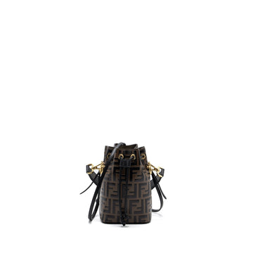 Fendi mini mon tresor bucket bag calfskin brown / black GHW