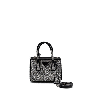 Prada Galleria Satin Mini Bag With Crystal Black SHW