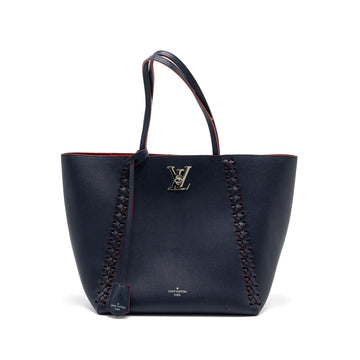 Louis Vuitton Lock Me Tote Bag Calfskin Navy SHW