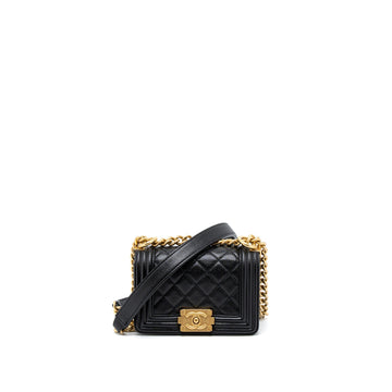 Chanel Super Mini Boy Bag Caviar Black Brushed GHW (Microchip)