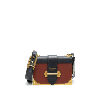Prada Leather Cashier Bag burgundy/ Black GHW