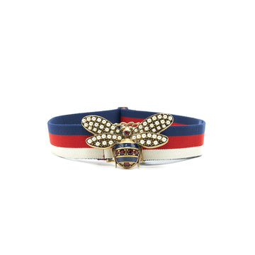 Gucci Web Belt With Bee Blue/Red