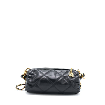 Chanel Mini Bowling Bag with Chain Lambskin Black Brushed GHW (Microchip)
