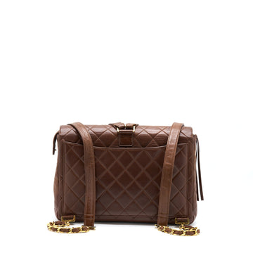 Chanel Vintage Classic Timeless Backpack Lambskin Brown GHW