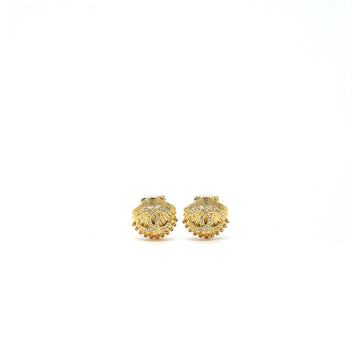 Chanel CC Logo/Shell Earclips Multicolour Crystal Gold Tone