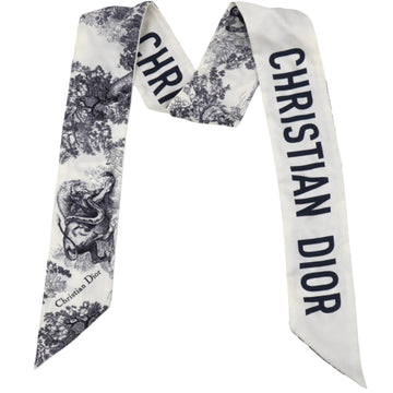 Dior Silk Toile De Jouy Mitzah Scarf Navy Blue