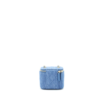 Chanel 22C Pearl Crush Denim Mini Vanity With Chain