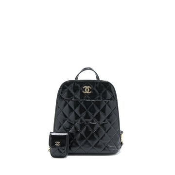Chanel 22A Quilted Backpack Shiny Calfskin Black LGHW (Microchip)
