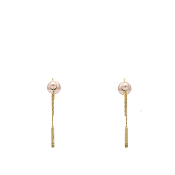 Dior Tribales Faux Pearl Gold Tone Chain Dangle Earrings