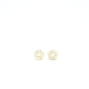 Chanel Camellia Earrings Pearl Light Gold Tone