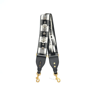 Dior Shoulder strap Black/ White with Metal Medallions