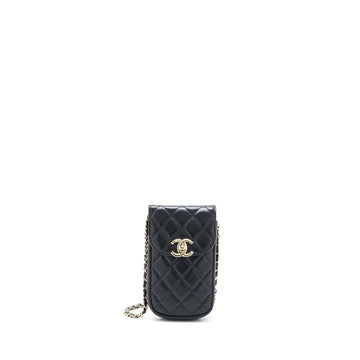 Chanel Flap Phone Pouch with Chain Black Lambskin GHW