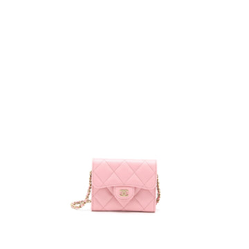 Chanel 22C Flap  Holder with Chain Caviar Pink LGHW