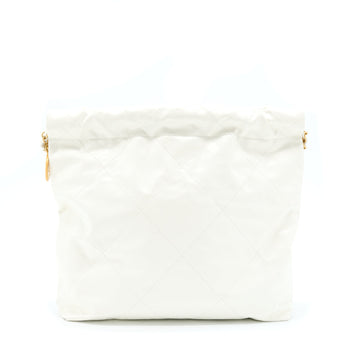Chanel Small 22 Bag Shiny Calfskin White GHW (Microchip)