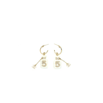 Chanel No.5 Perfume Bottle Earrings Light Gold Tone