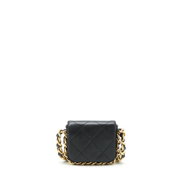 Chanel Mini Flap Giant Chain Crossbody Bag Lambskin Black Brushed GHW