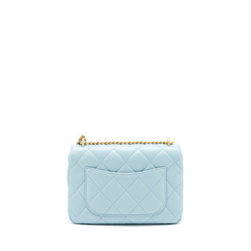 Chanel 22P Enemal Small Flap Bag Lambskin Light Blue Gold/Blue Hardware