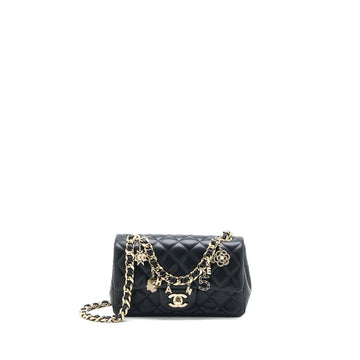 Chanel Mini Rectangular with Coco Bag Charm Limited Edition Lambskin Black LGHW