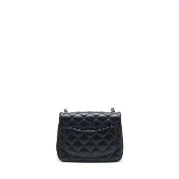 Chanel Mini Square Flap Bag Lambskin Black LGHW (Microchip)