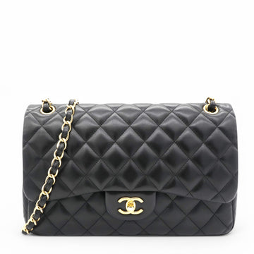 Chanel Lambskin Quilted Jumbo Double Flap Black