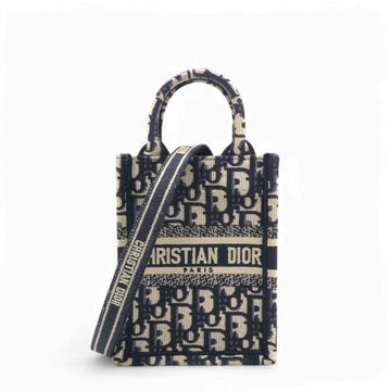 Dior Oblique Mini Book Tote Phone Bag Blue