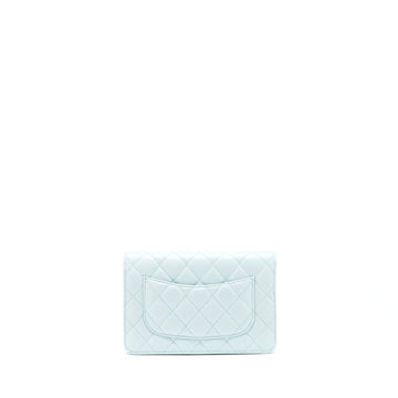 Chanel Ribbon Wallet on chain lambskin light blue LGHW