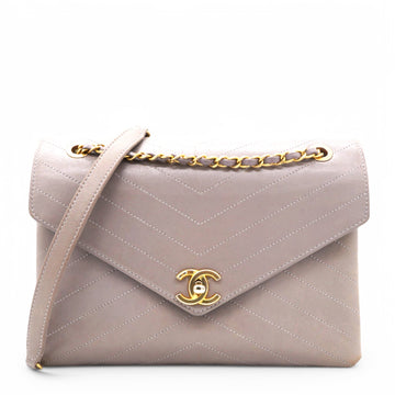Chanel Chevron Quilted Statement Flap Purple Grey