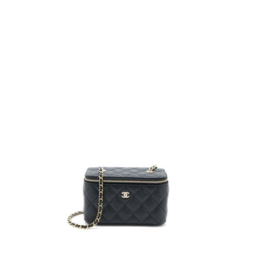 Chanel Long Vanity with Chain Caviar Black LGHW (Microchip)