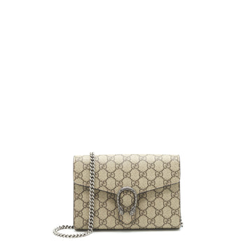 Gucci Dionysus GG Supreme Chain Wallet Beige SHW