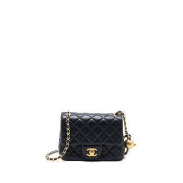 Chanel Pearl Crush Mini Square Lambskin Black Brushed GHW (Microchip)