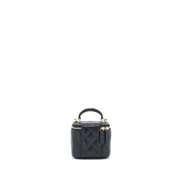 Chanel Top Handle Mini Vanity With Chain Lambskin Black LGHW