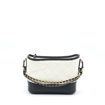 Chanel Small Gabrielle Hobo Bag White/Black Multicolour Hardware