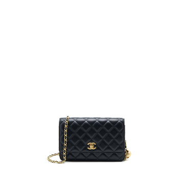 Chanel Pearl Crush Wallet On Chain Lambskin Black GHW (Microchip)