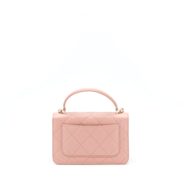Chanel Top Handle Flap Bag Lambskin Dark Pink LGHW (Microchip)