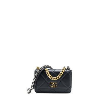 Chanel 19 Wallet On chain Lambskin Black Multicolour Hardware (Microchip)