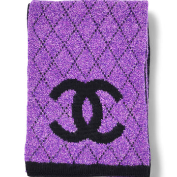 Chanel CC Logo Purple Cashemere Scarf