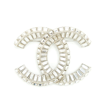 Chanel Metal And Stress Brooch Silver Tone