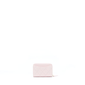 Chanel Zip Card Holder Caviar Light Pink LGHW