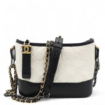 Chanel Aged Quilted Small Gabrielle Hobo Black White