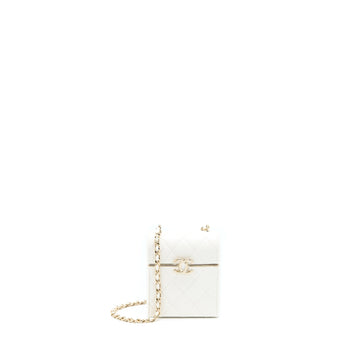 Chanel 22P Quilted Mini Box Vanity With Chain Lambskin White LGHW