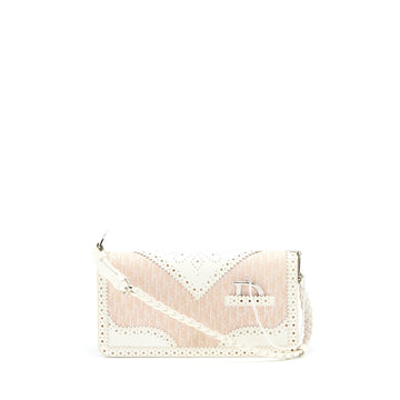 Dior Pink Logo Monogram Lace Handbag Pearl D Strap Charm SHW