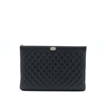 Chanel Boy Clutch Lambskin Black SHW