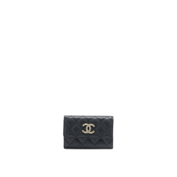 Chanel 23P Detail CC Logo Flap  Holder Caviar Black LGHW (Microchip)