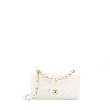 Chanel Medium Classic Double Flap Bag Caviar White LGHW