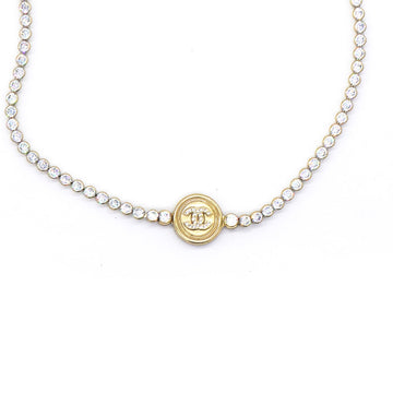 Chanel Crystal CC Chain Short Necklace Gold