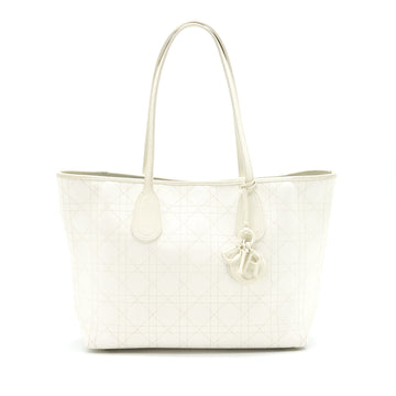 Christian Dior Canvas and Leather Tote Bag in Creamy White