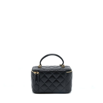 Chanel 22A Top Handle Long Vanity With Chain Lambskin Black LGHW (New Version)